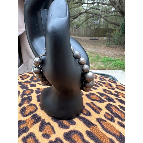 VTG Taxco Sterling Silver Chunky bench Bead Ball Bracelet Box Clasp Mexico 31g - Picture 13 of 16